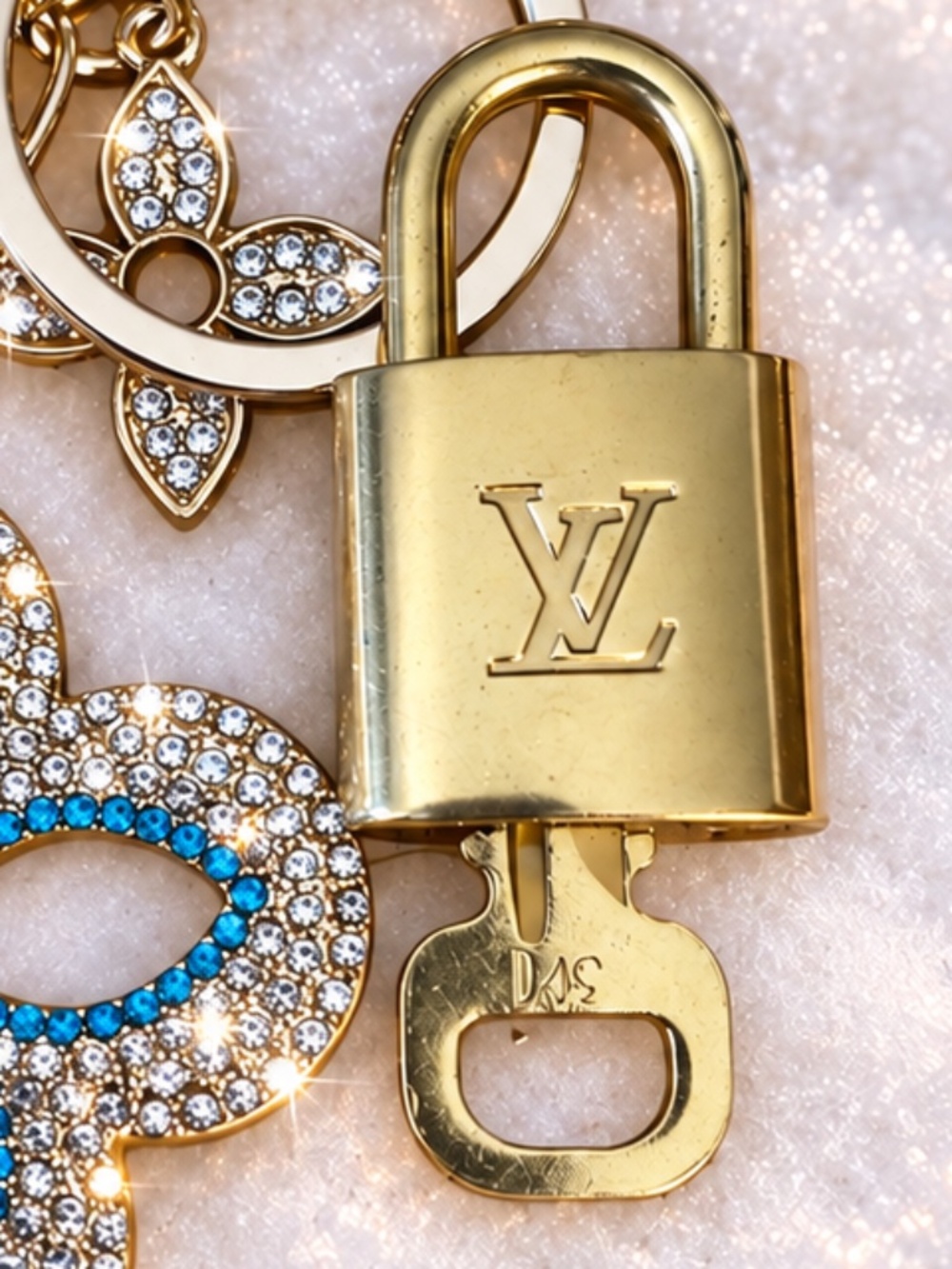 Louis Vuitton Padlock & Key Set #321 + Free Gift Charm as shown